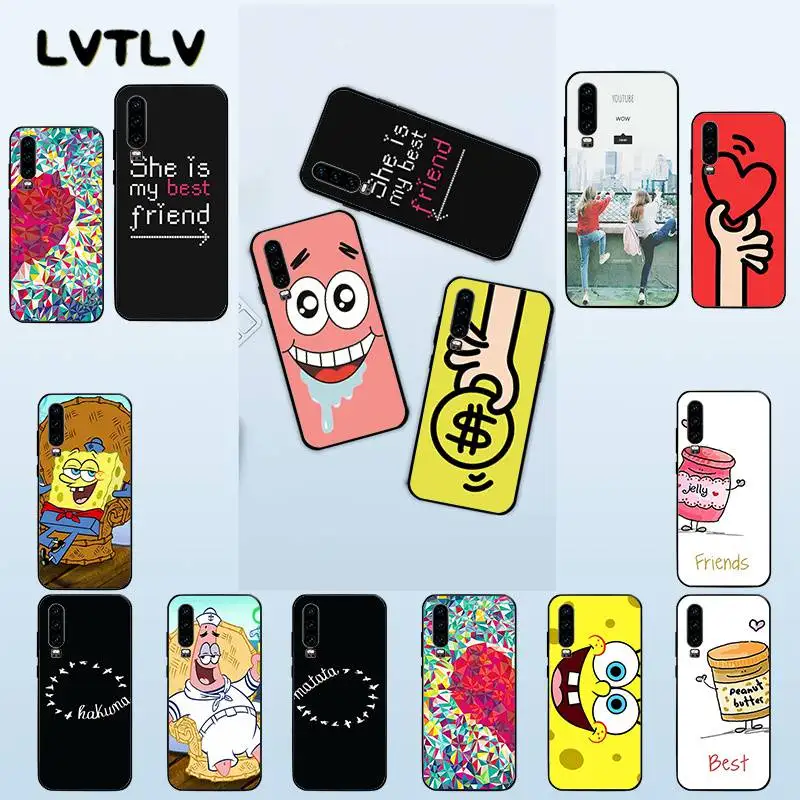 LVTLV лучшие друзья навсегда BFF Губка Боб PhoneCase чехол для Huawei P9 10 lite P20 pro P30 Psmart mate 20