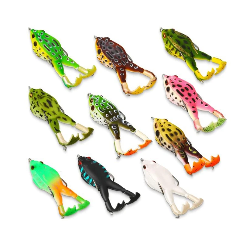 

10 Pcs Frog Lure Floating Weedless Fishing Lure Double Propeller Frog Lure for Bass Catfish Freshwater Saltwater Fishing