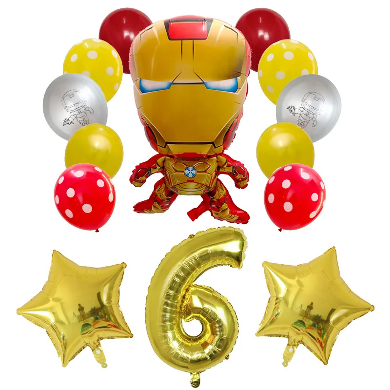 14 шт. Супергероя человека-паука Железный человек Фольга шары набор