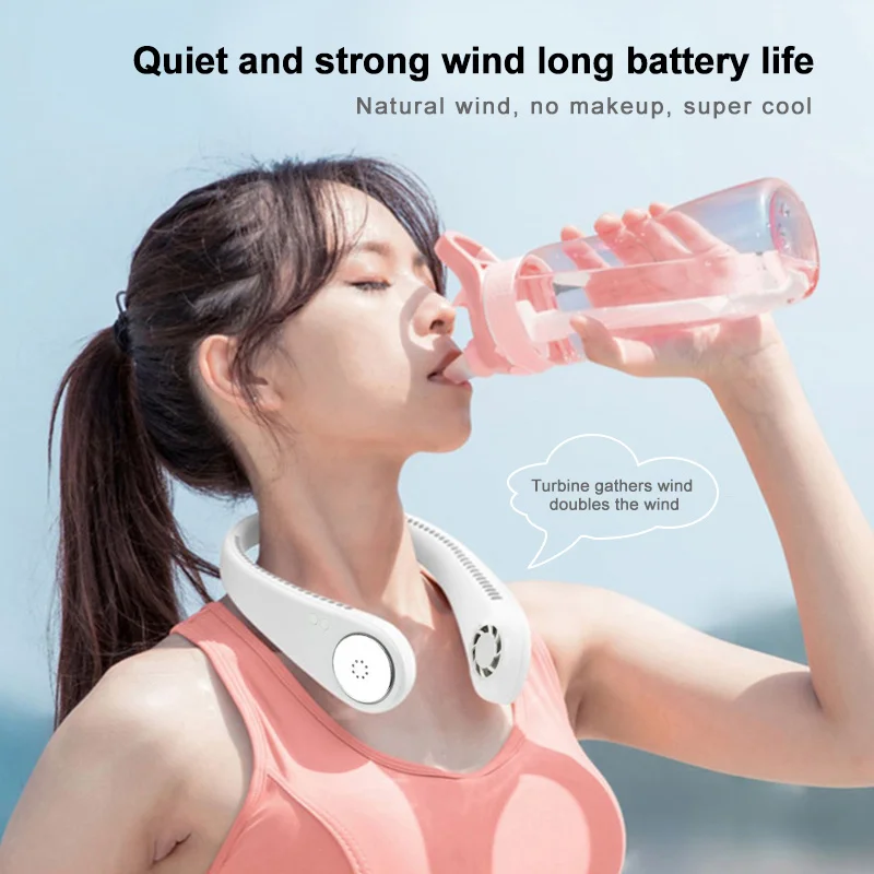 Подвесной беслопастный шейный вентилятор портативный ободок переносной
