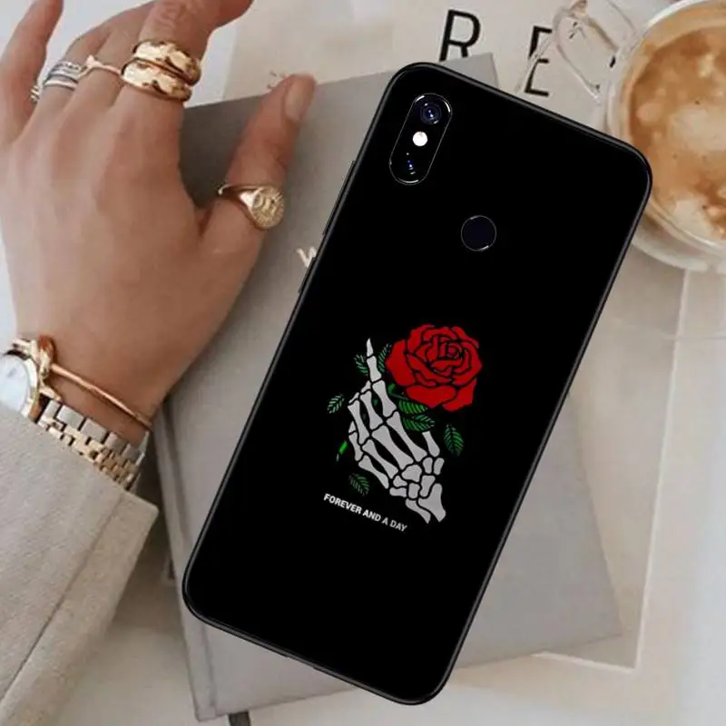 

Beautiful flowers Forever rose Skeleton Phone Case For Xiaomi Redmi note 7 8 9 t max3 s 10 pro lite funda coque shell cover