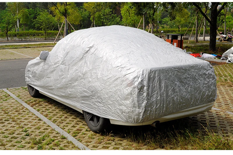 

Universal Full Car Covers Snow Ice Dust Wind Sunshade Cover Foldable Light Silver Size S-XXL Car Outdoor Protector Cover