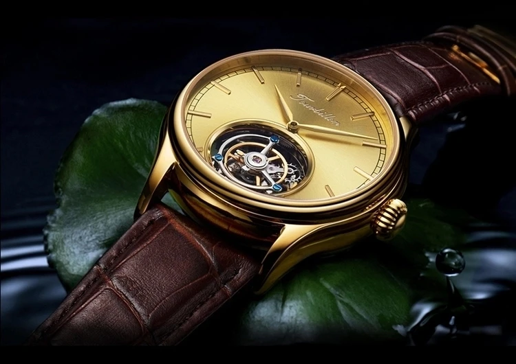 Индивидуальные высококачественные деловые Tourbillon Механические Мужские наручные часы с синим циферблатом механические наручные часы с кожаным ремешком