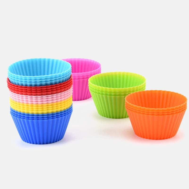 

12 шт./компл. круглой формы кекс формы для выпечки силиконовая форма для выпечки в форме цветка форма для выпечки тортов DIY украшения инструме...