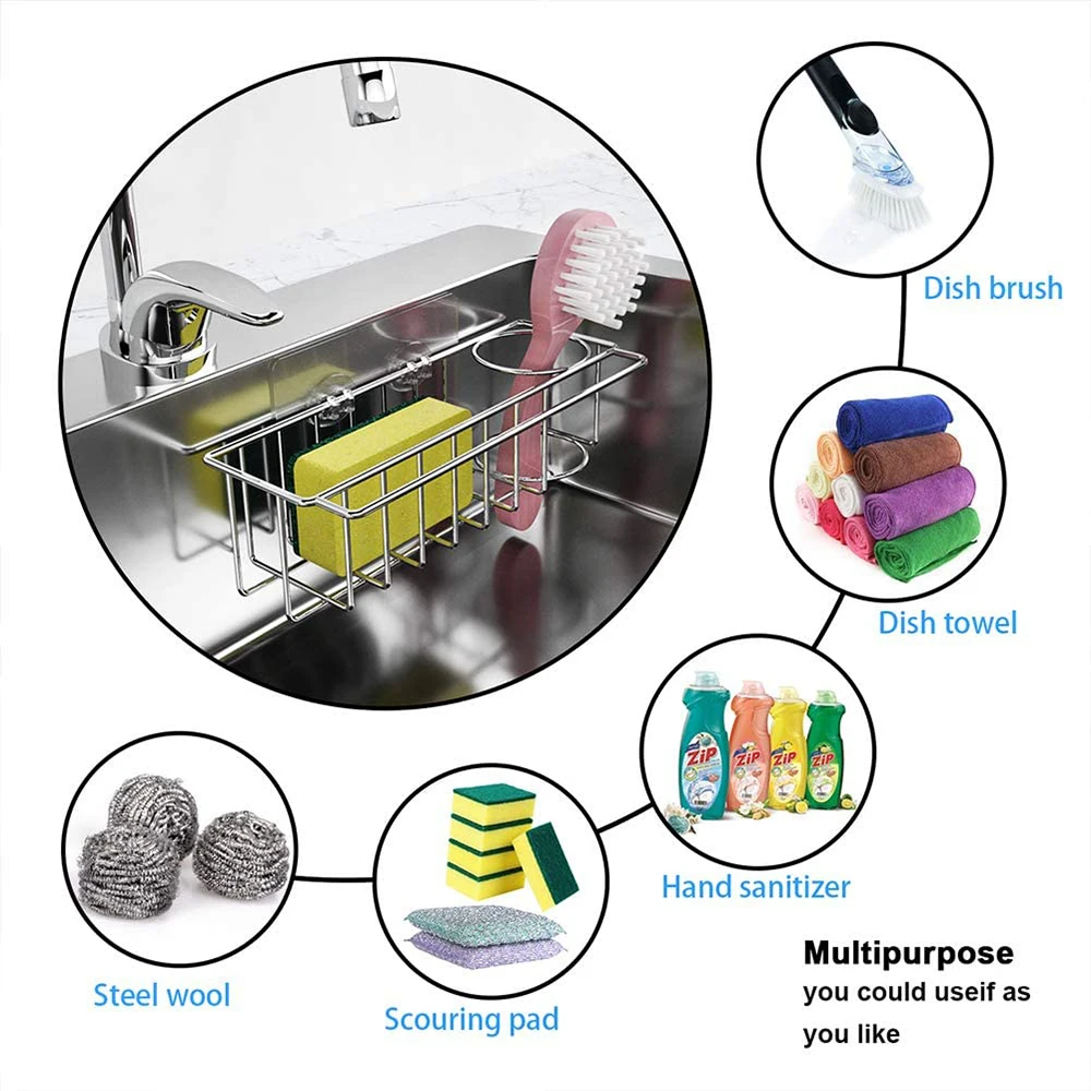 Самоклеящиеся губки для кухонной раковины стеллаж сушки Слива 304 аксессуары из