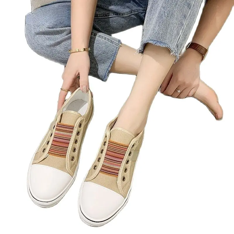 

New Style Women's Shoes Spring Summer Women's Flat Canvas Shoes Women's Board Shoes Outdoor Leisure Multifunctional Sports Shoes