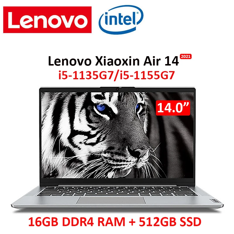 Lenovo Xiaoxin Air 14 Intel  i5-1135G7 14 inch 16G 512G SSD IPS Full Screen notebook computer high color gamut Ultraslim laptop