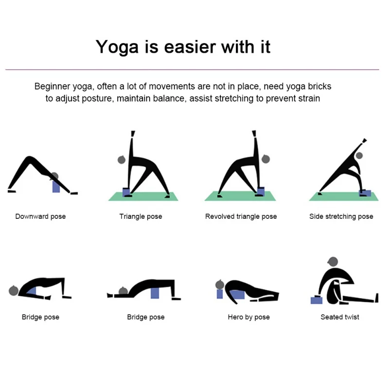 

1pcs High Density EVA Yoga Blocks Latex-Free Non-Slip Surface Gym Foam Brick Training Exercise for Pilates