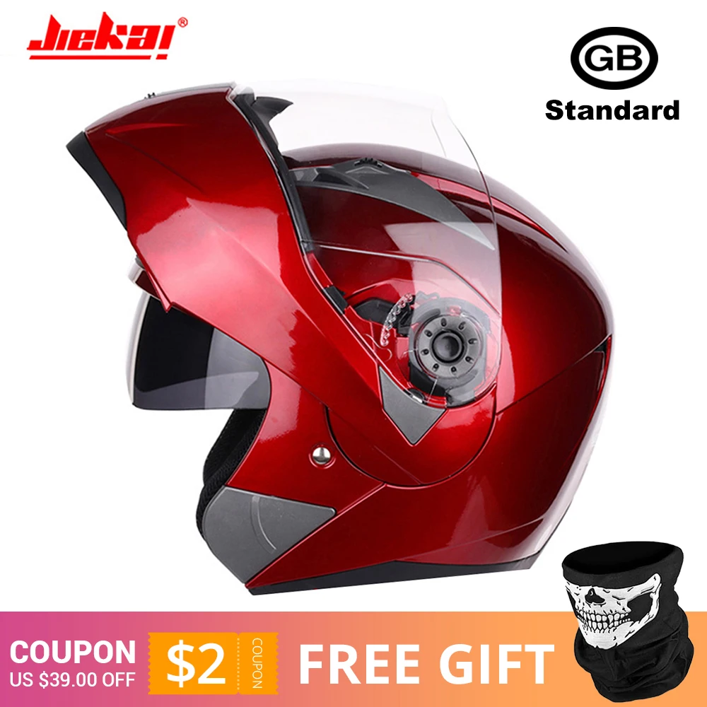JIEKAI 105 Red Новинка, откидной мотоциклетный шлем, мотоциклетный, модульный, с двумя линзами, для мотокросса, мотоциклетный шлем, крушение, полное лицо, шлемы, Casco Moto Casque - Цвет: JIEKAI 105 Red