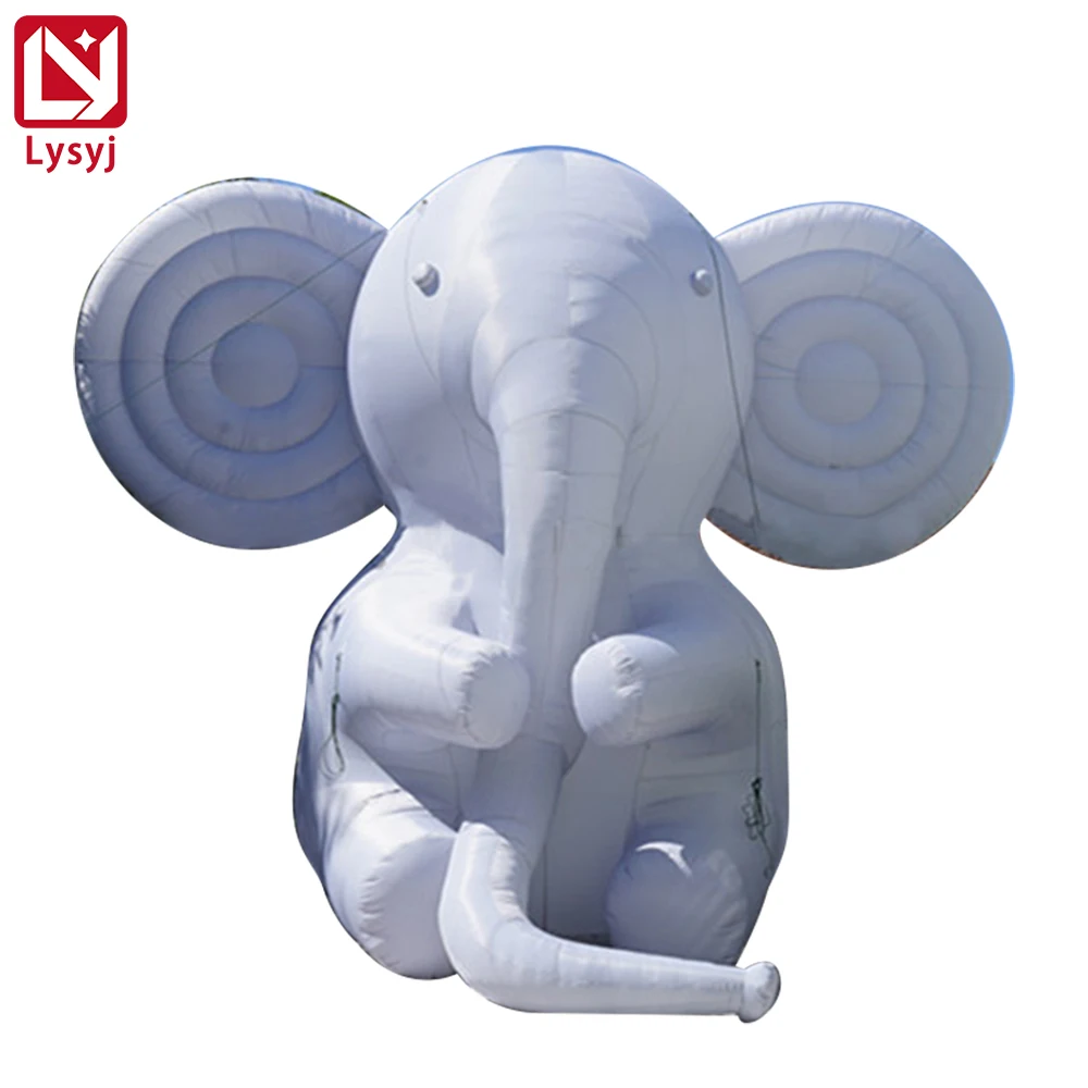Бело-белый гигантский надувной слон рекламная цифровая печать надувные