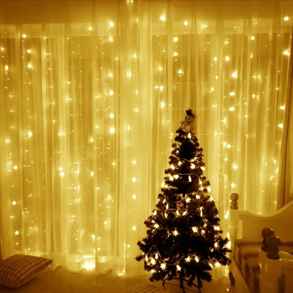 

LED Fairy Lights Garland Curtain Lamp Remote Control USB String Lights Garland Christmas Wedding Ramadan Decoration for Home