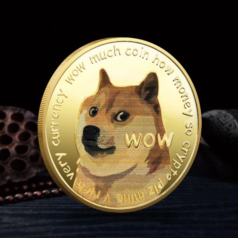

Памятные монеты Dogecoin, 1 шт., милая собака, рисунок, коллекция, подарки, Золотой/Серебряный Dogecoin