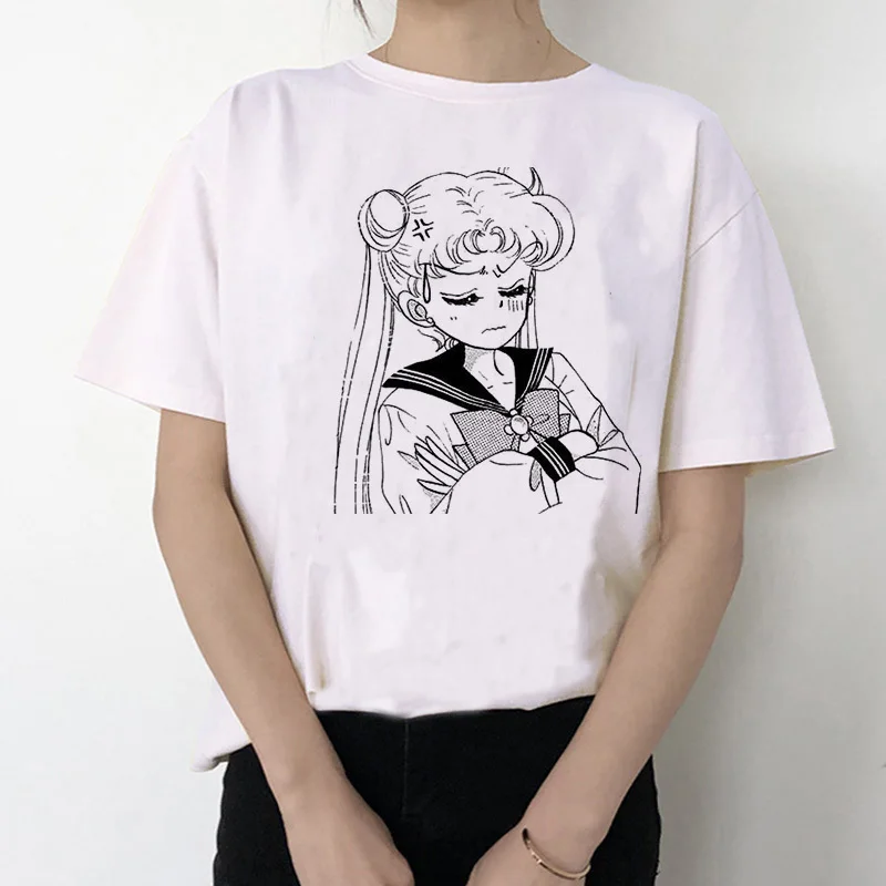 Sailor Moon 90s забавная футболка кофта с капюшоном футболка Эстетическая кошка аниме Женская Милая футболка Kawaii тройники мода Ullzang