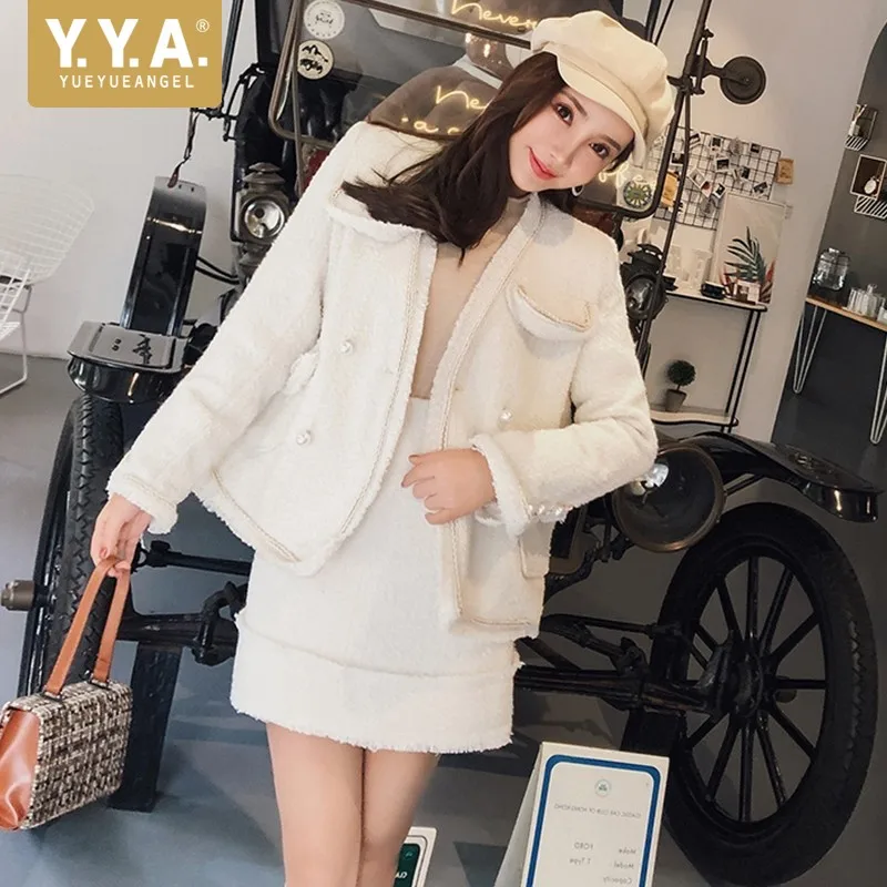 Женский комплект из двух предметов элегантный двубортный твидовый пиджак с