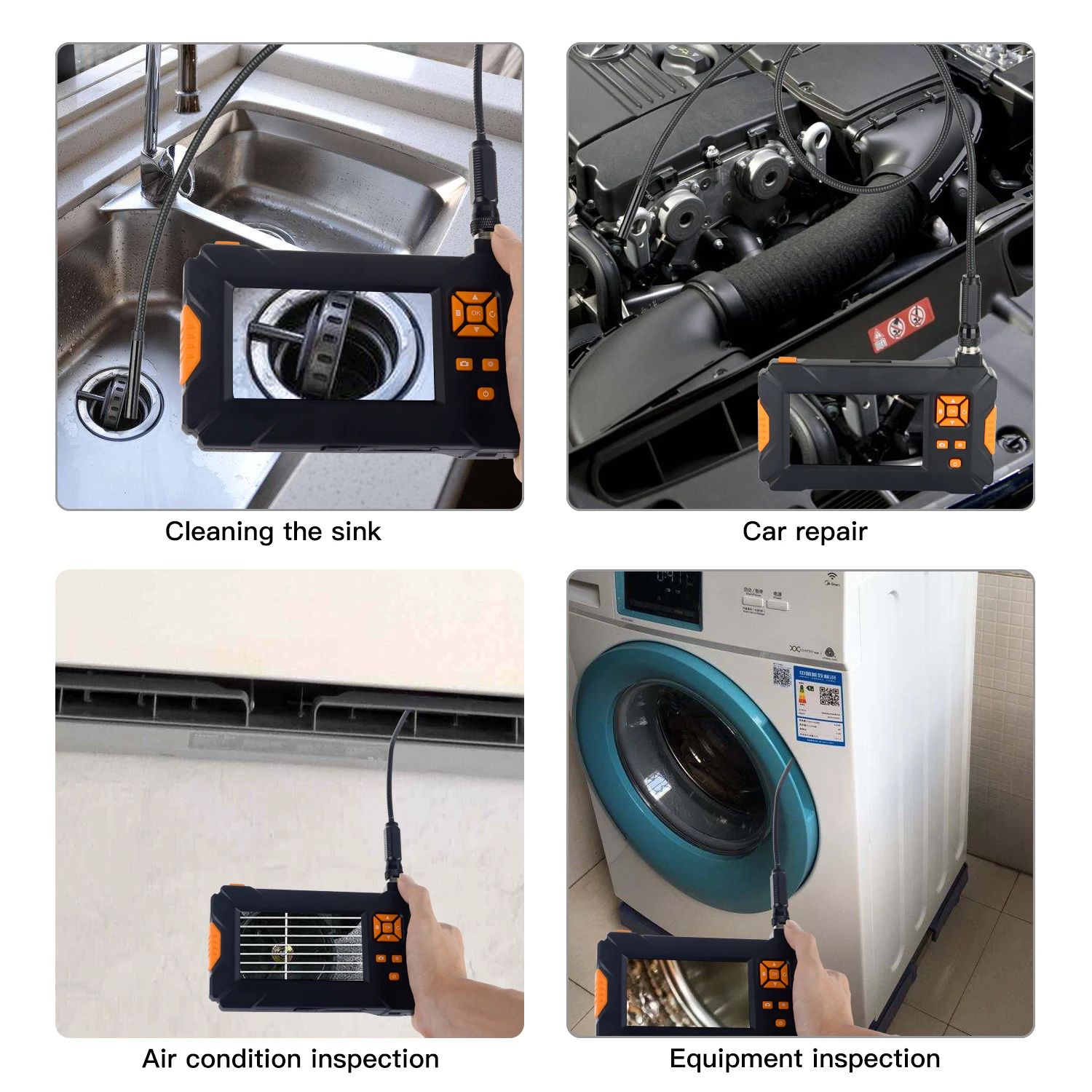 Newest HD1080P 8MM Lens Screen inspection endoscope camera waterproof borescope 4.3 inch HD TFT IPS Car Monitor | Безопасность и