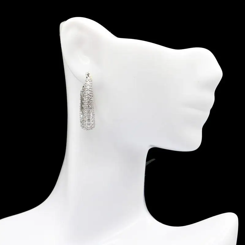 29x7mm SheCrown создан Белый сапфир дамы обручальные серебряные серьги|women wedding|women silver