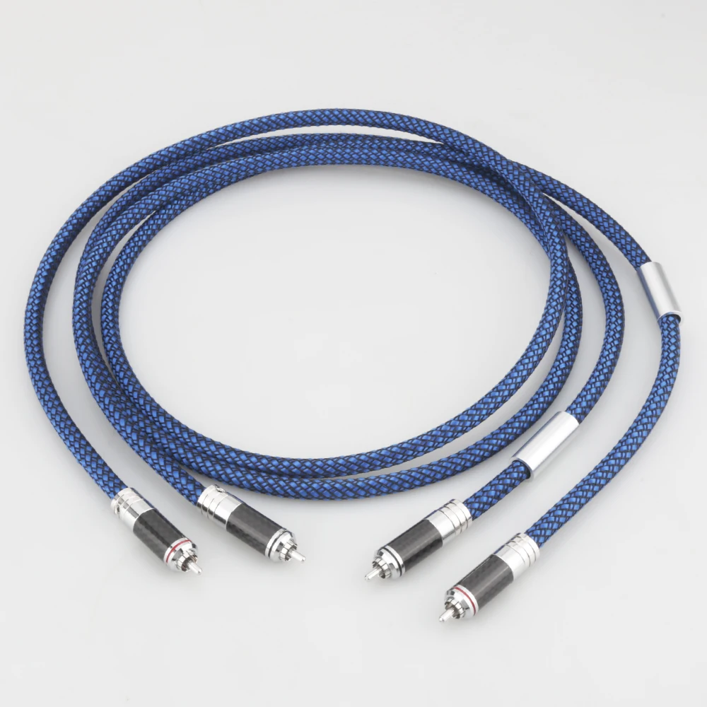 1 пара посеребренных RCA кабелей с родиевым покрытием из углеродного волокна