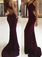 custom real photos red cheap burgundy mermaid backless prom dresses for african black girls sexy lace evening dress prom gowns