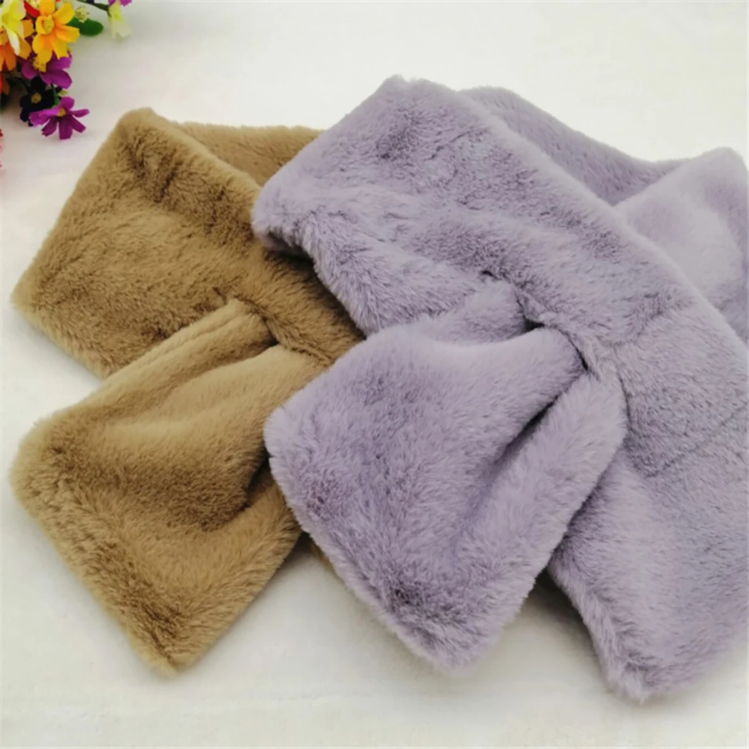 1 шт. женский шарф крест сплошной цвет искусственный мех воротник шею теплый |