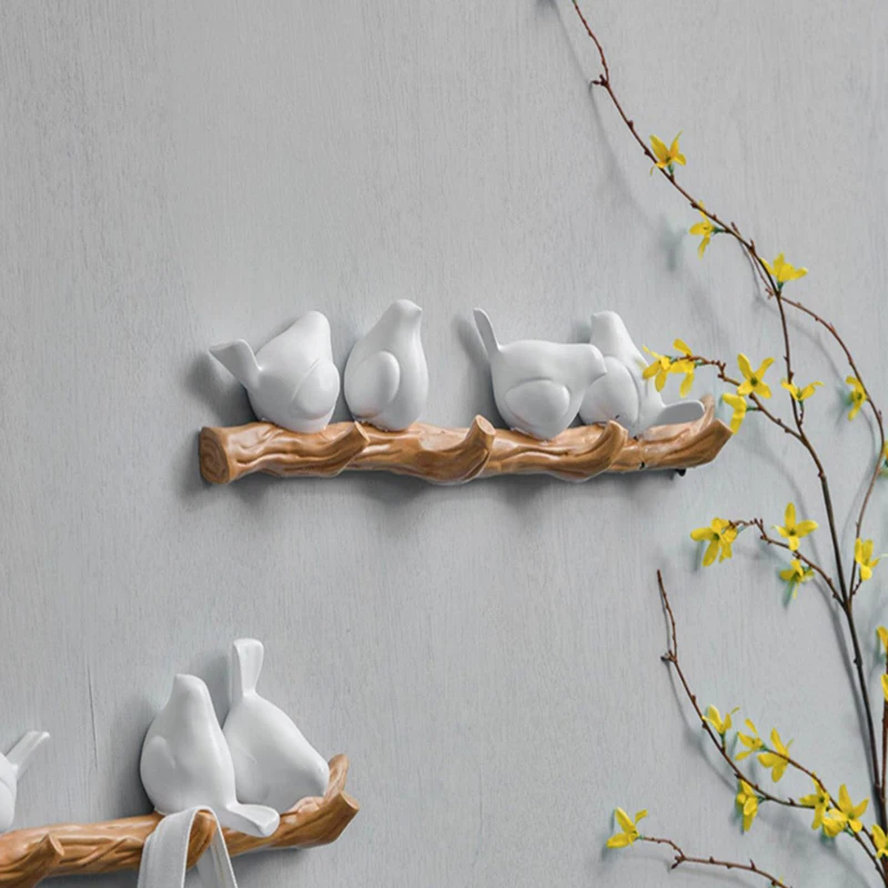 

Resin Bird Decorative Wall Hooks Hanger Living Room Bathroom Holder Rack Coat Hat Bag Hooks Wall Decorations Home Accessories