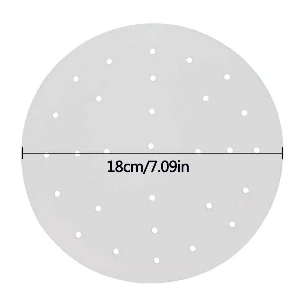 

100 Sheet 7 inch Air Fryer Steamer Liners Premium Perforated Wood Pulp Papers Non-Stick Steaming Basket Mat Baking Cooking Paper