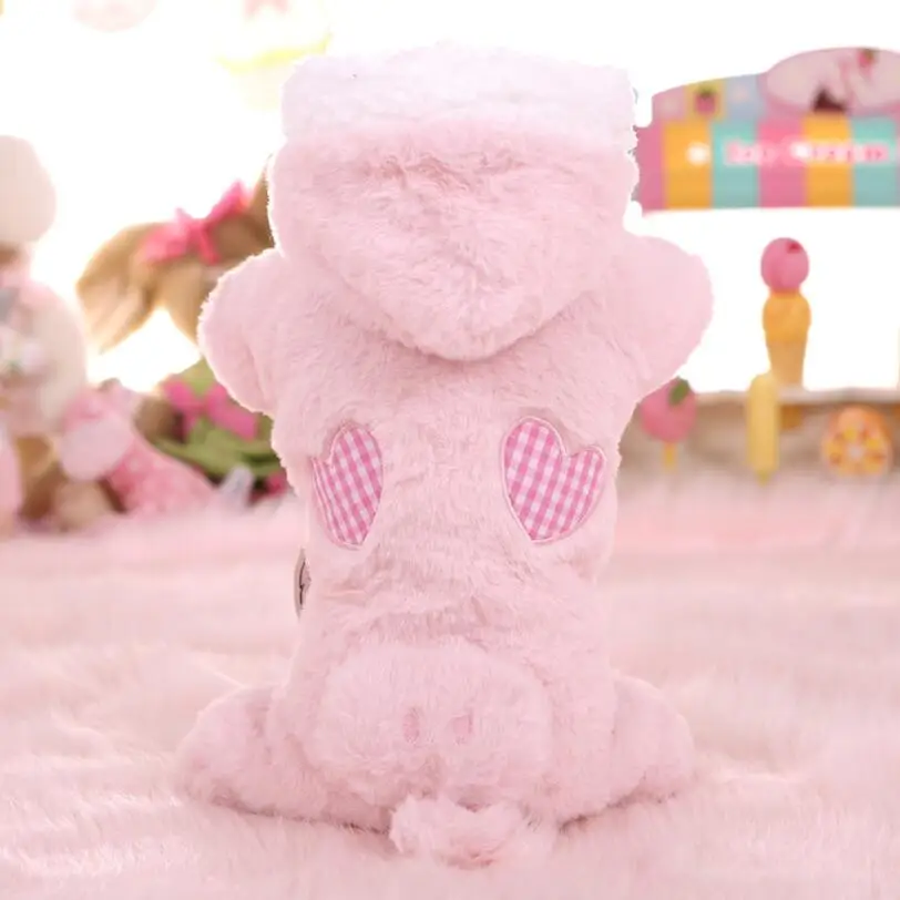 Зимние флисовые комбинезоны для собак мультяшная свинья кролик одежда Тедди