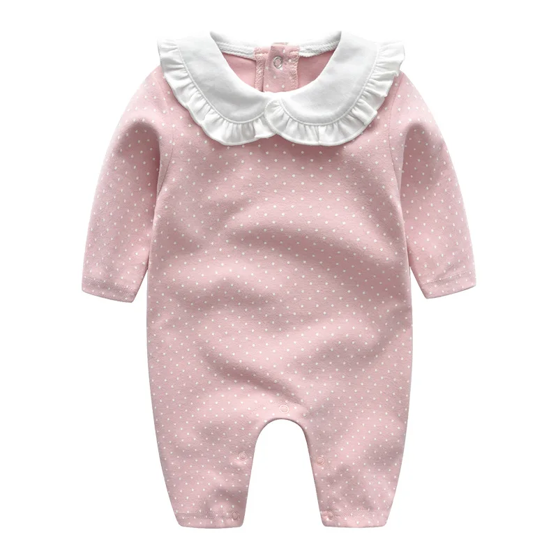 

Dot Print Toddler Girls Romper Long Sleeve Jumpsuits Newborn Baby Girls Clothes Infant Clothing with Headband 2Pcs Outfits