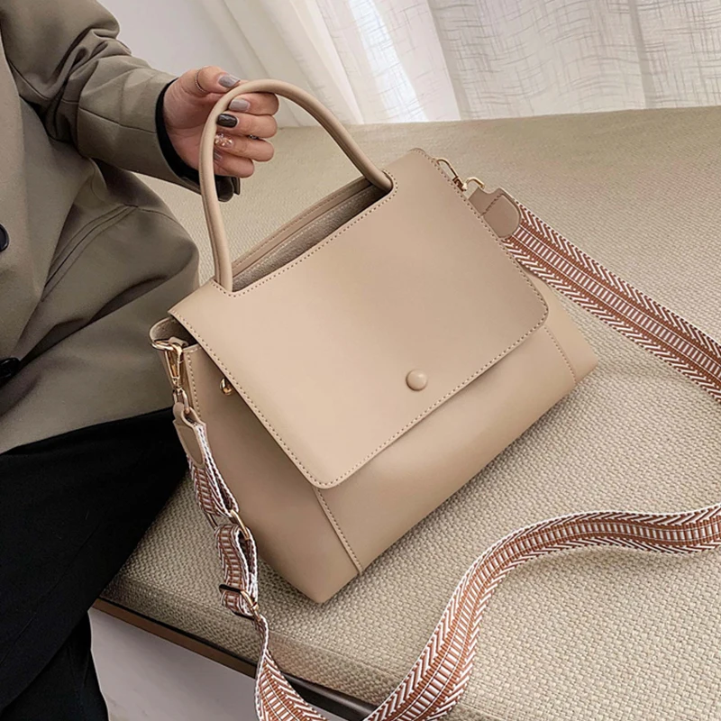 Однотонные вместительные сумки через плечо для женщин 2020 Высококачественная