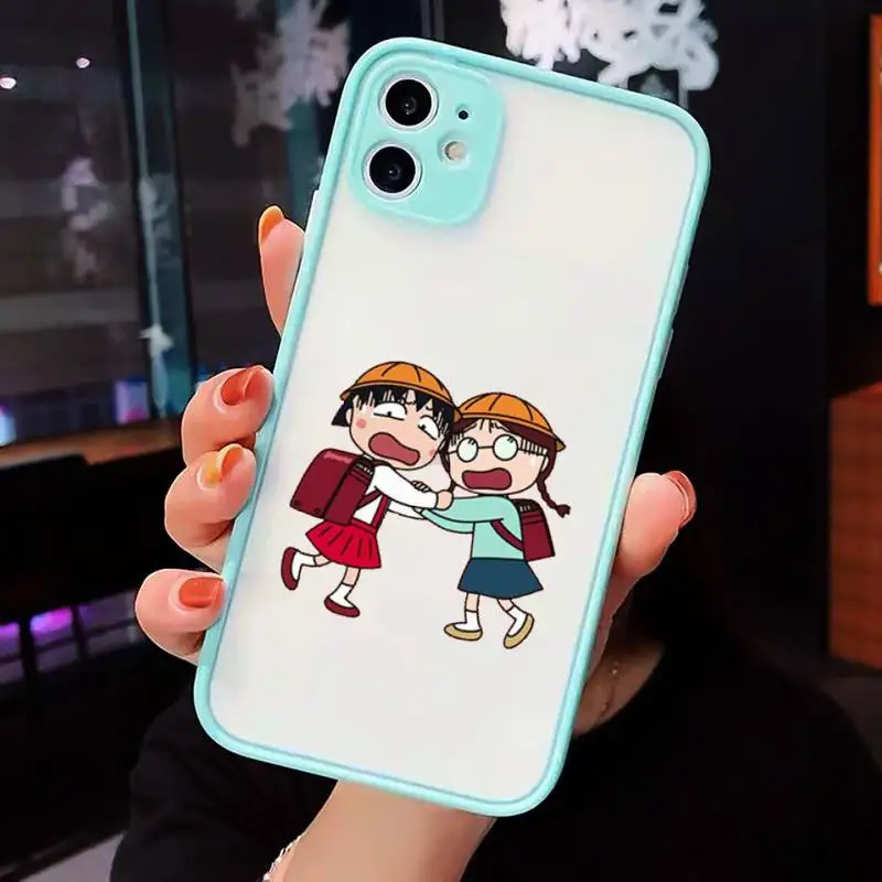 

cute Chibi Maruko-chan Phone Case Matte Transparent for iPhone 7 8 11 12 s mini pro X XS XR MAX Plus cover funda