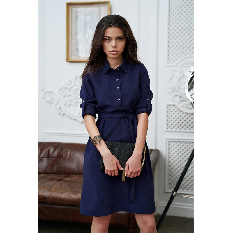 Женское повседневное прямое вечернее платье с поясом элегантное однотонное мини