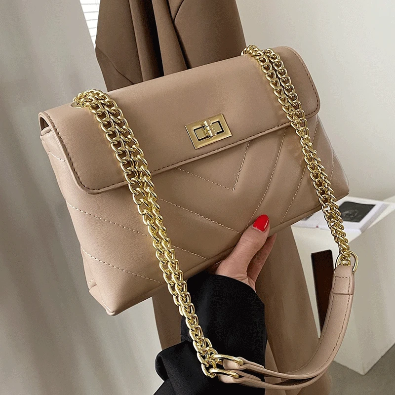 

Luxury Handbags Women Bags Designer Crossbody Bag for Girls Chains Leather Shoulder Bags Female V Pattern Messenger Bag Flap Sac