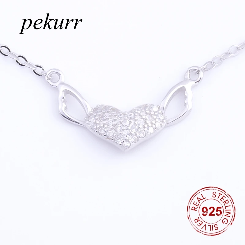 Женское колье с ангельским сердцем из серебра 925 пробы|Ожерелья| |