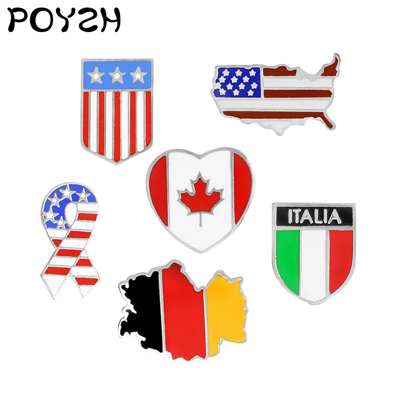 Национальный брошь в виде флага США Германия Италия Канада металлические сплавы