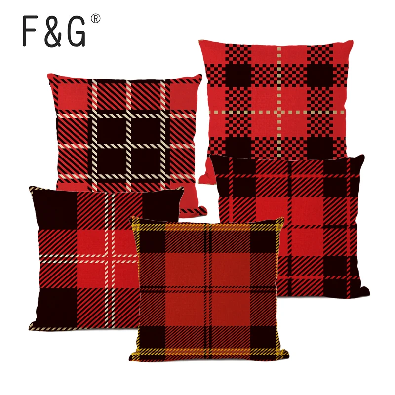 Контрастная и классическая наволочка в клетку для дивана прочная жесткая из