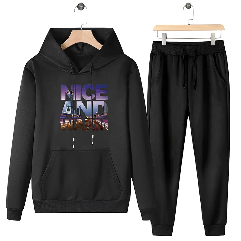 Костюм спортивный мужской модная толстовка с капюшоном и штаны комплект