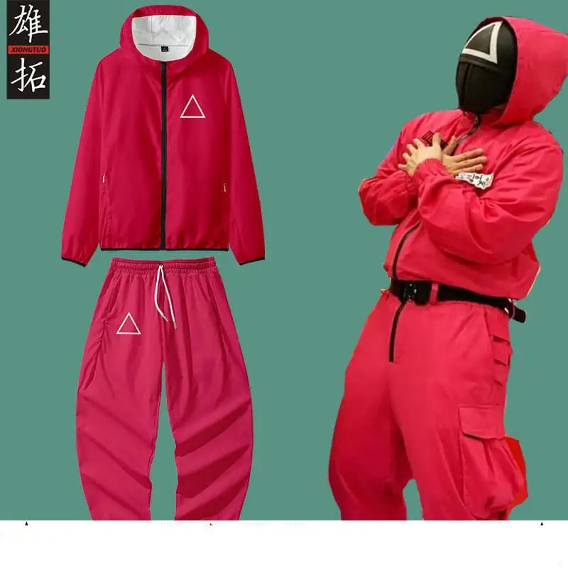 

Squid Game Villain Red Jumpsuit Cosplay Costume Halloween Party Round Six Sweatshirts