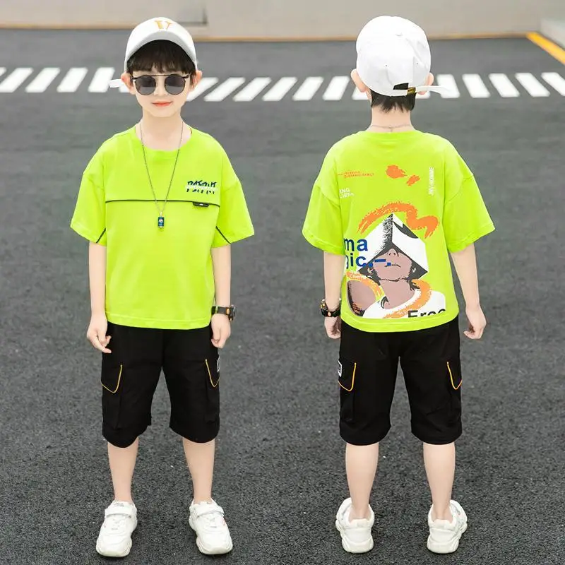 

Комплект одежды для мальчиков 5-14 лет, с коротким рукавом и шортами