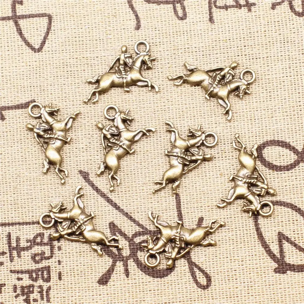 

Supplies For Jewelry Making 10pcs 25x16mm Antique Bronze Color Knight Soldier Horseback Riding Charms