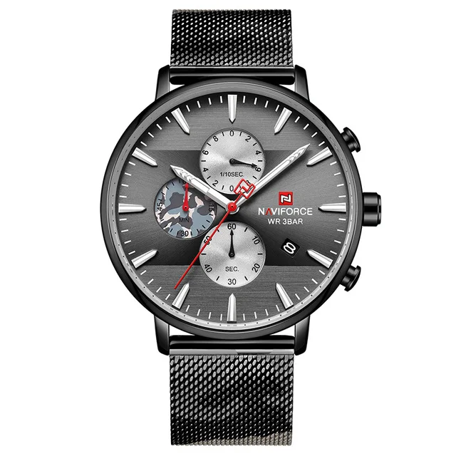 black-Micai NAVIFORCE Топ люксовый бренд мужские деловые кварцевые часы мужские из нержавеющей стали водонепроницаемые мужские s Часы Хронограф Дата мужские часы - Цвет: black-Micai