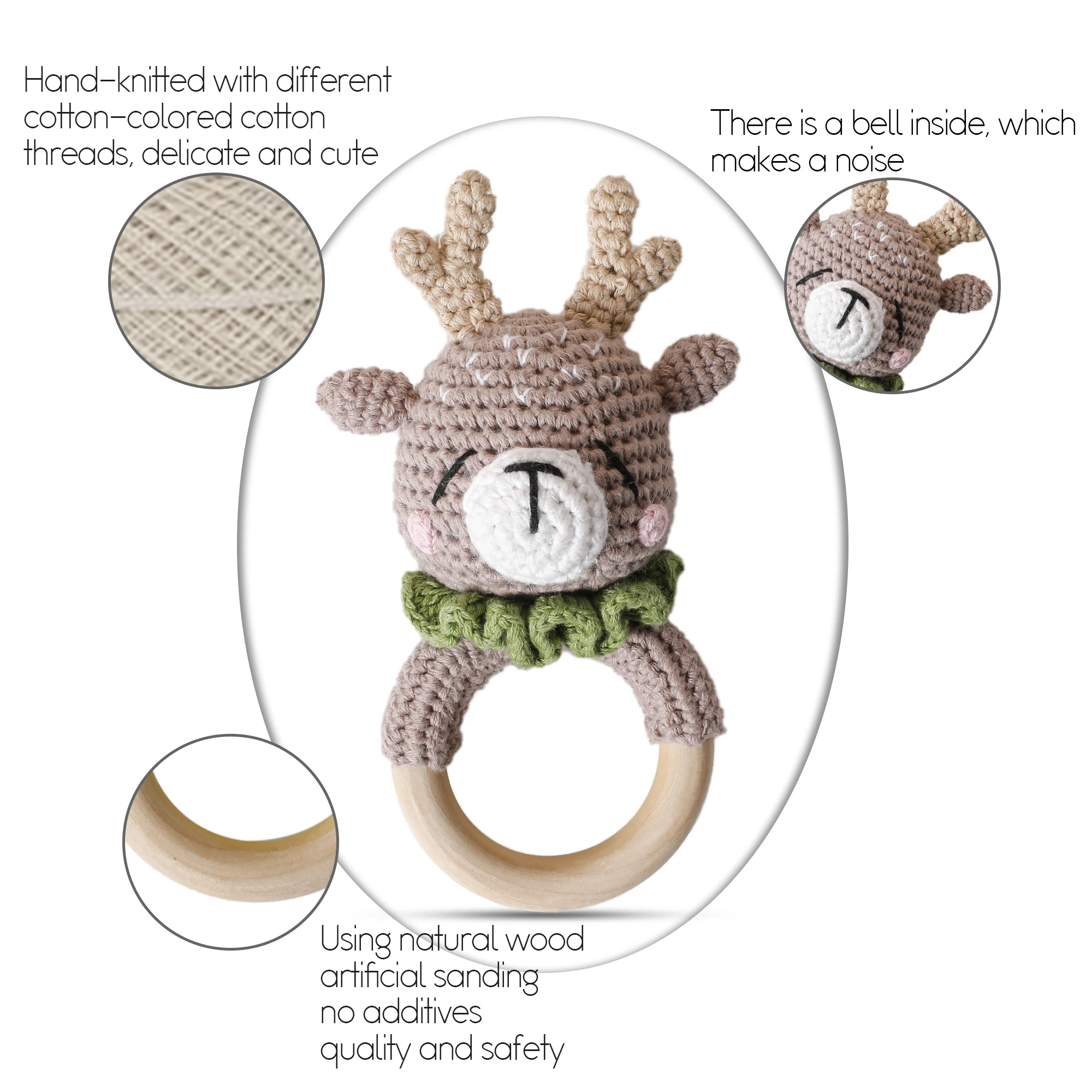 Детская погремушка кроше 1 шт. деревянный Прорезыватель для зубов с животными