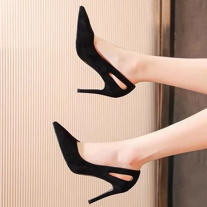 

Shoes 2021 New Spring Autumn Black High Thin Heels Pointed Single Shoes Women's French Professional for Women Shoe