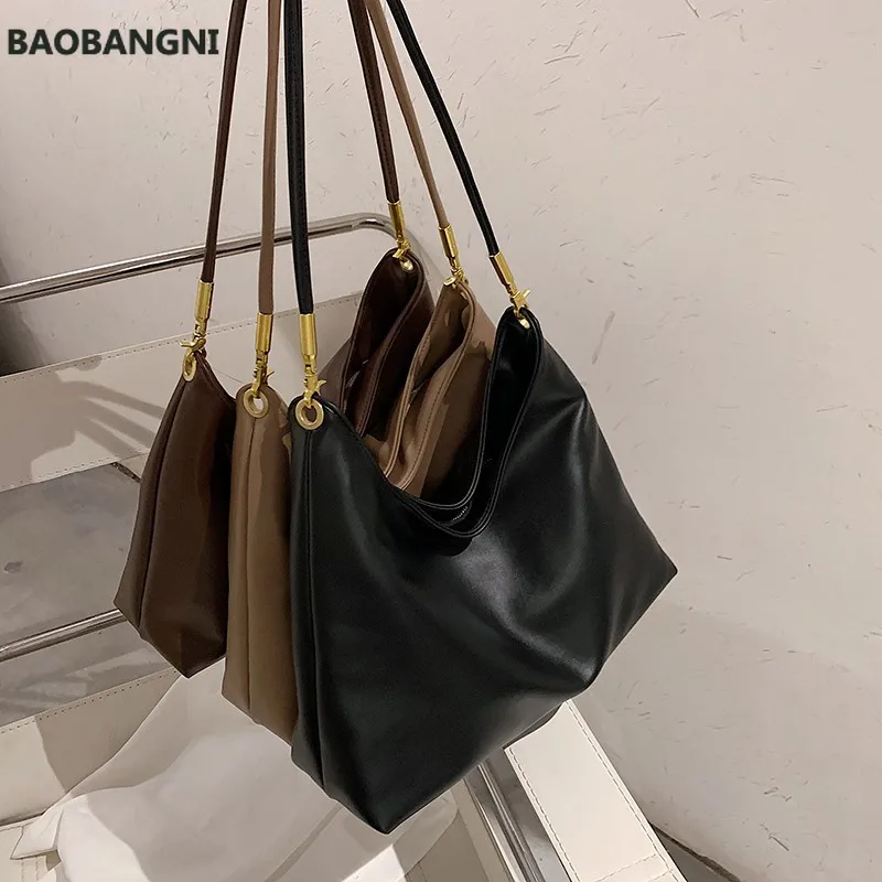 

Vintage Women Tote Bag Large Capacity Shoulder Bags High Quality PU Leather Shoulder Bags Ladies Underarm Bags Sac A Main Femme