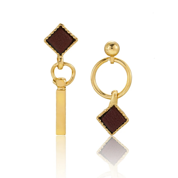 2019 Новинка Корея оптовая торговля Кожа текстура квадратные серьги маленькие