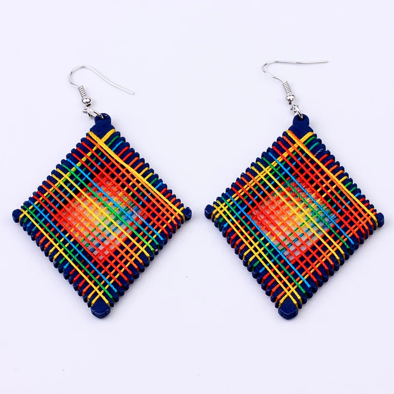 Женские деревянные серьги ручной работы уникальные богемные с подвесками в виде