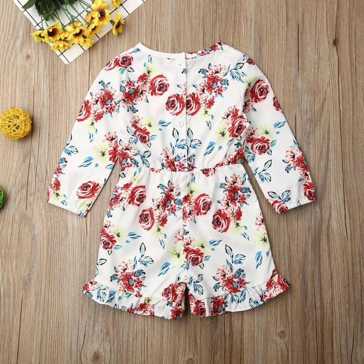 Комбинезон для маленькой девочки с цветочным принтом "2019 Новинка Горячая Модная Сладкая Тонкий Ромпер для Младенца с Длинным Рукавом Весна Осень Одежда на Эластичной Линии".