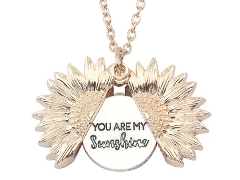 Rose gold silver 1 Премиум Двусторонняя по индивидуальному заказу с принтом «You Are My Sunshine гравировкой медальоны, подсолнечник, подвеска, ожерелье для Для женщин подарок дропшиппинг - Окраска металла: Rose gold silver 1