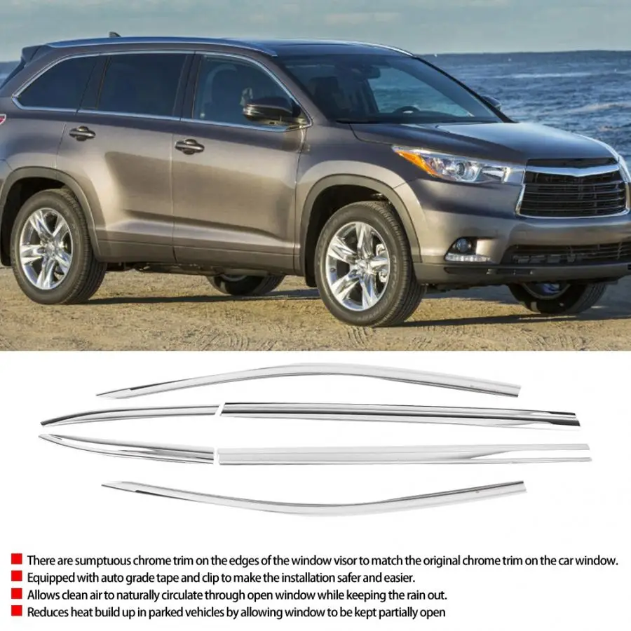 Оконный козырек для автомобиля Защита от дождя и дыма подходит Toyota Highlander 2015 на