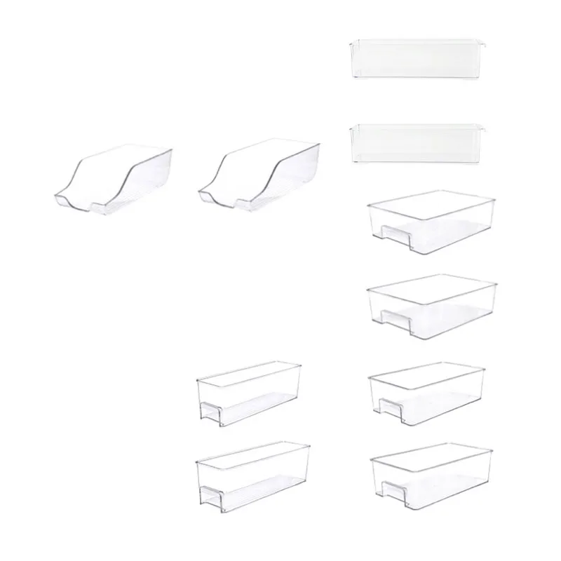 

2PCS Refrigerator Storage Box Drink Stand Refrigerator Freezer Kitchen Cabinet Transparent Plastic Food Storage Room