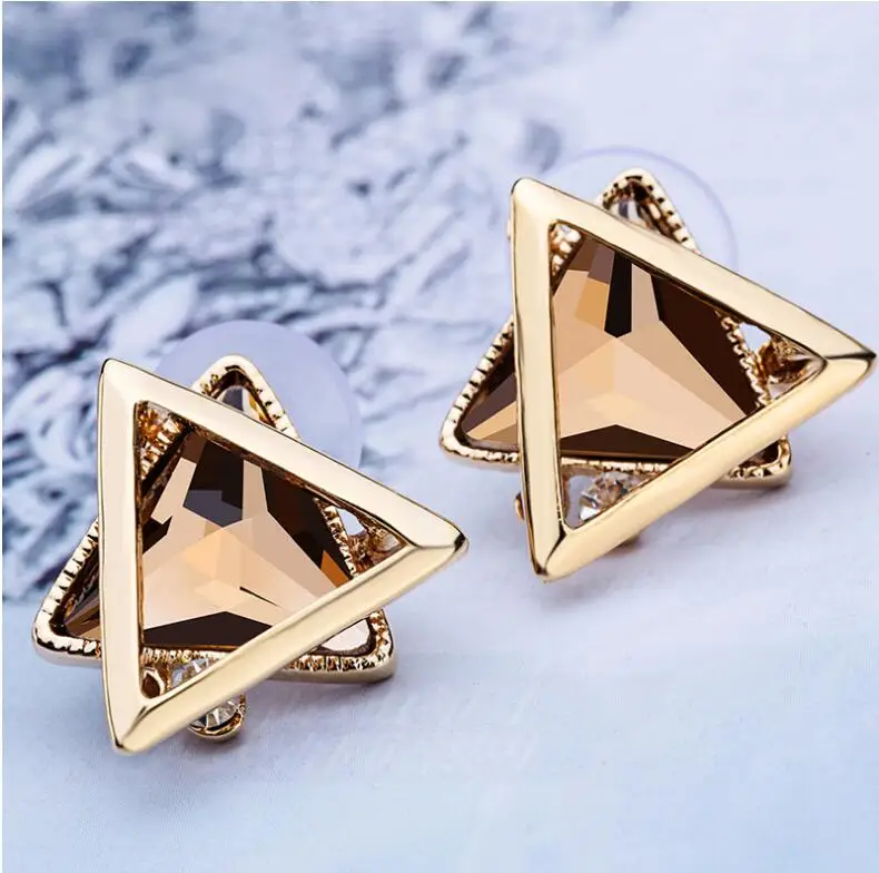 earring shampe tri BYSPT, длинные ожерелья и кулоны для женщин, колье для женщин, геометрическое массивное ожерелье макси, модное ювелирное изделие с кристаллами - Окраска металла: earring shampe tri