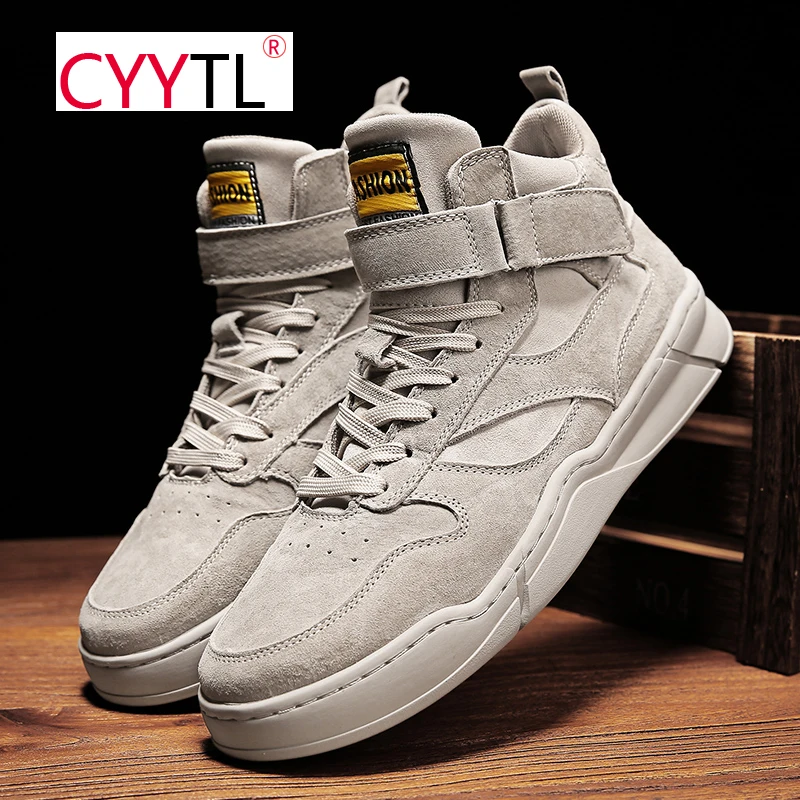 

Кеды CYYTL мужские высокие, кожаные кроссовки для улицы, прогулок, Повседневная Теплая обувь на толстой подошве, на шнуровке